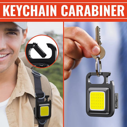 Porte-clés COB LED | 3 modes d'éclairage, pliable, rechargeable